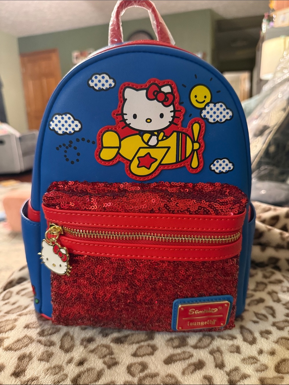 Hello Kitty Blue & Red Kids Sequin Mini Backpack